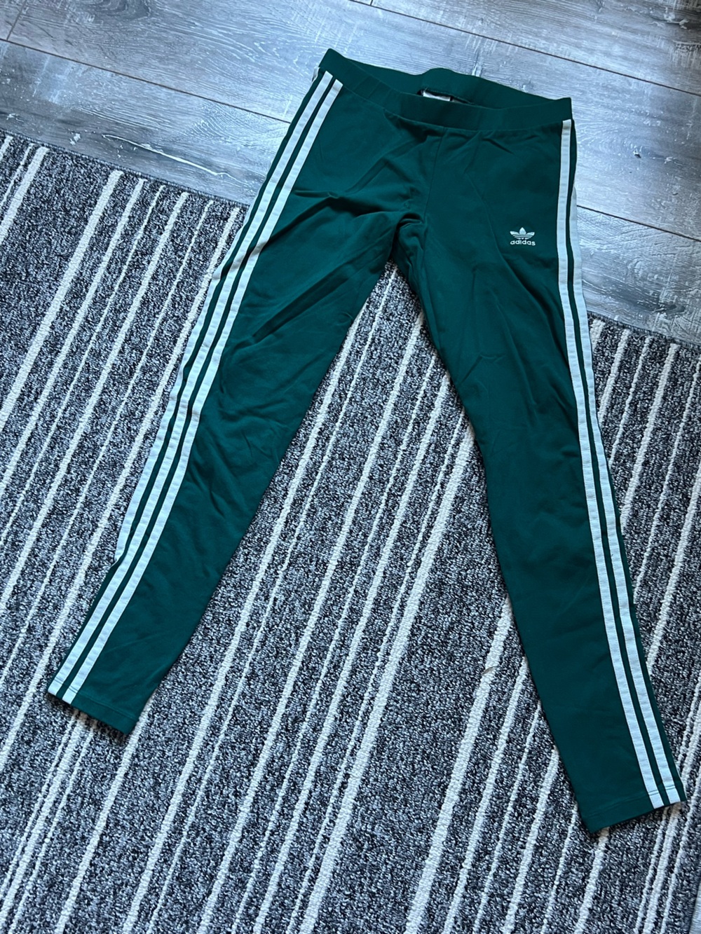 Adidas Teal Green Leggings with Stripes
